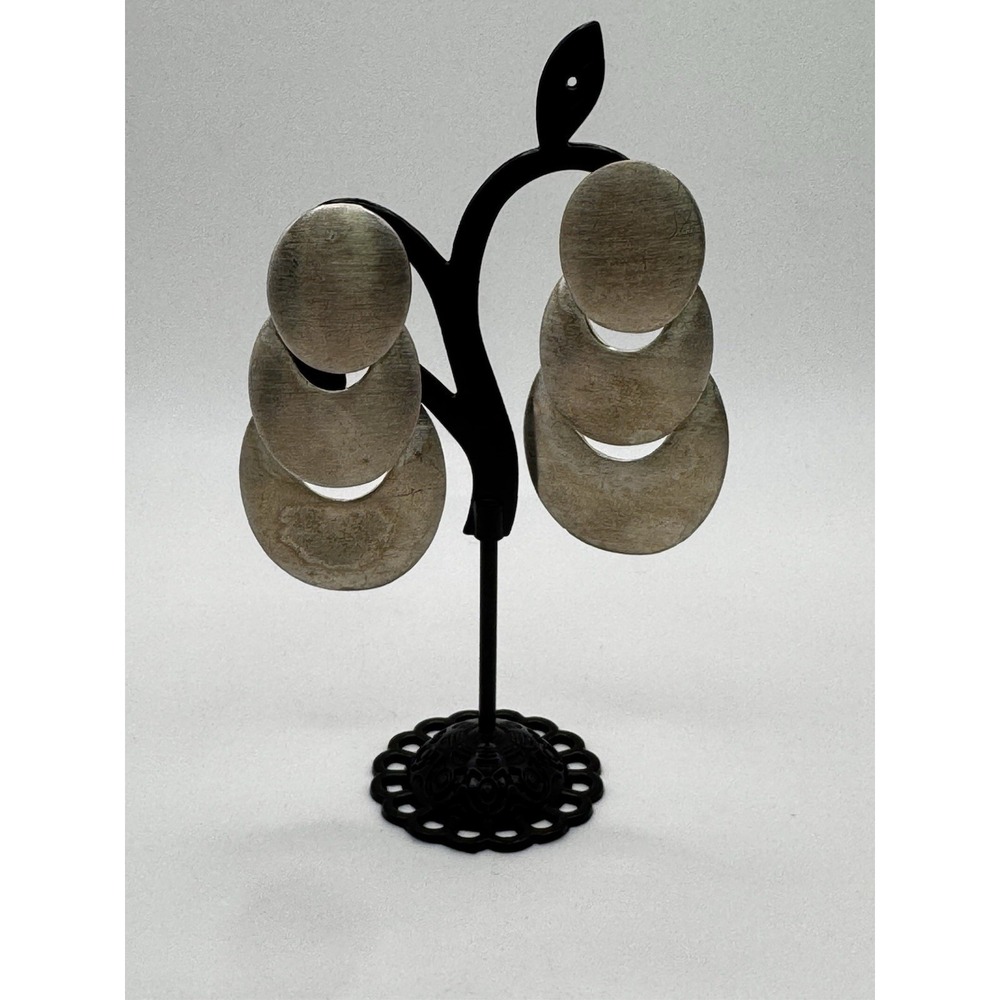 Vintage‎ Silver Tone Articulated Drop Dangle Earrings Pierced Ears